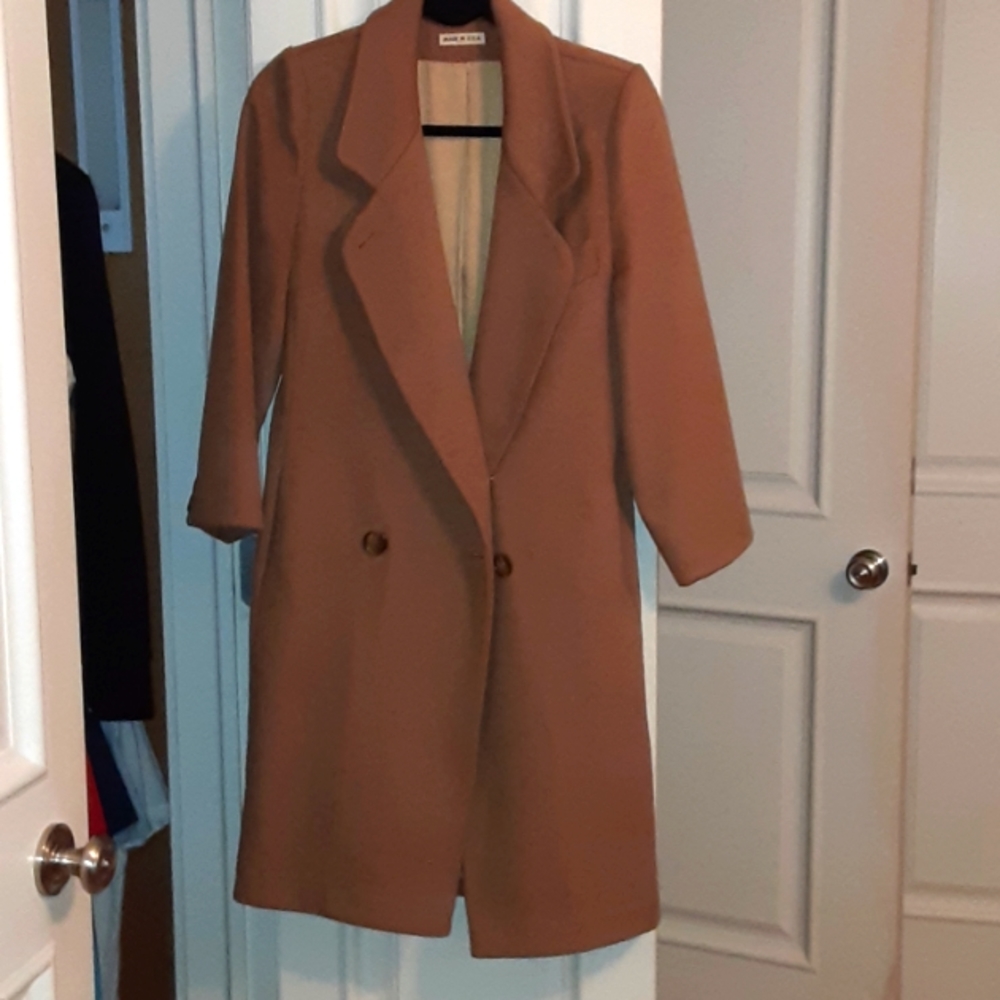 Women's Worsted Wool Overcoat, Camel. Size: 2